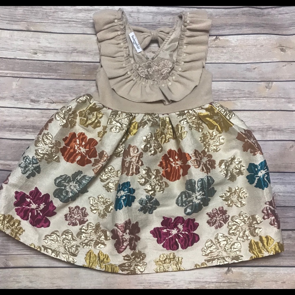 Modern Child Shoppe Metallic floral girls dress